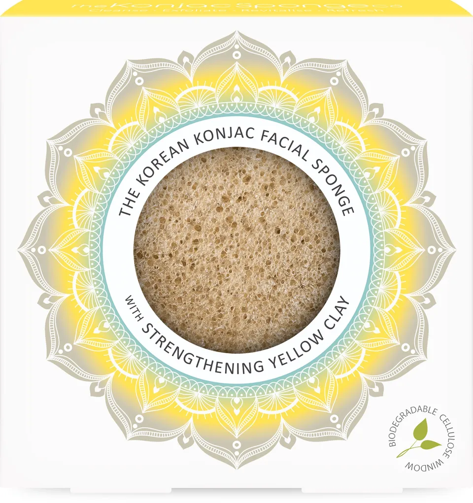 konjac-sponge-company-mandala-yellow-clay-ponge-visage image 1