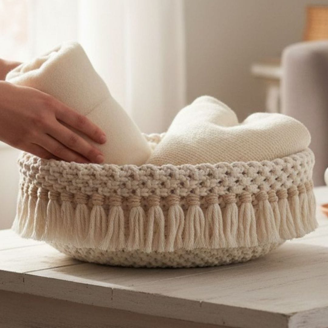 au-bonheur-de-petite-fleur-corbeille-macram-cru-26-cm-coton-bois image 2