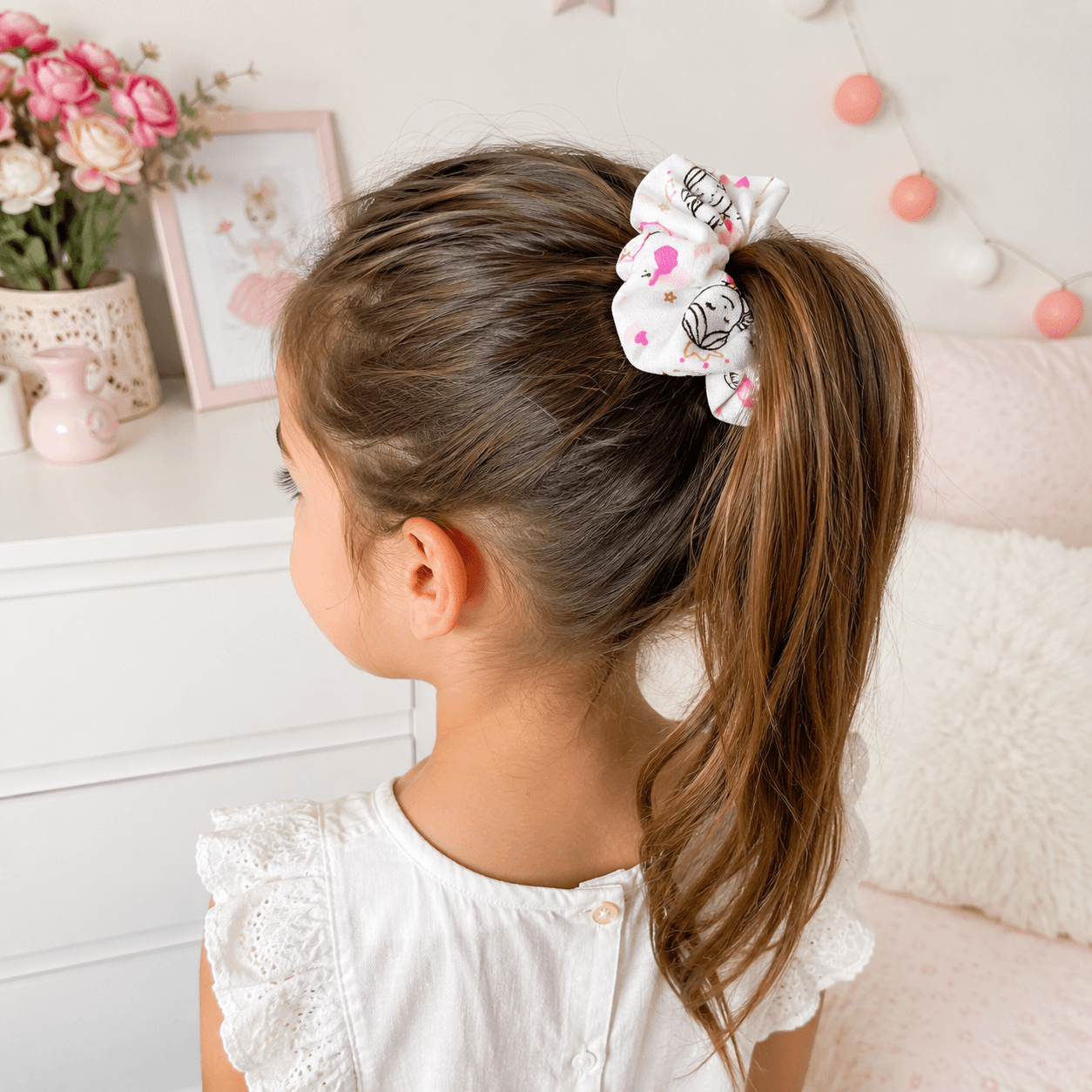 au-bonheur-de-petite-fleur-chouchou-enfant-princesse-coton-blanc-rose image 3