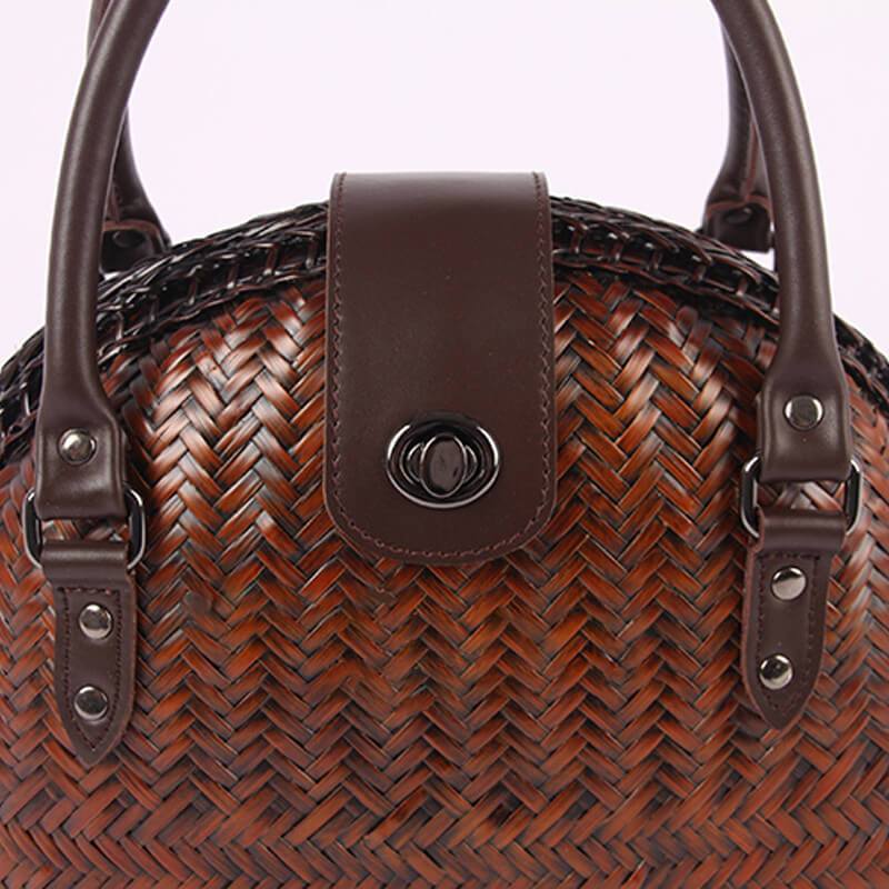 hilloo-luxe-sac-bambou-tress-main-anses-cuir image 3