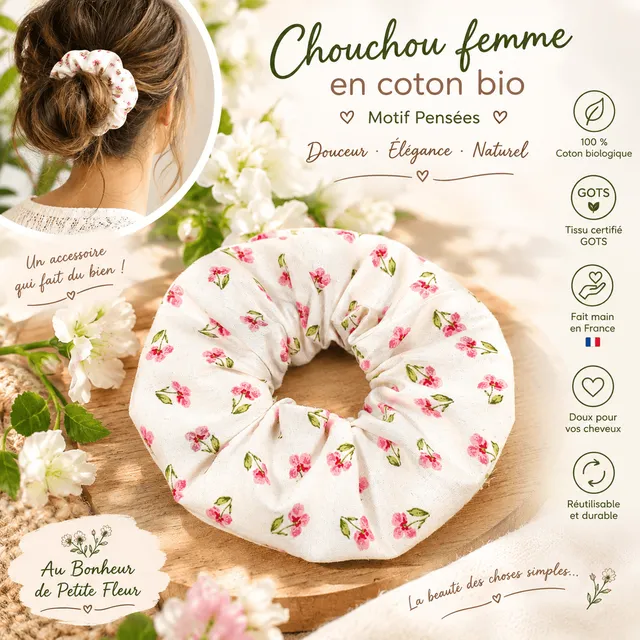 au-bonheur-de-petite-fleur-chouchou-pens-es-coton-bio-popeline-femme image 1