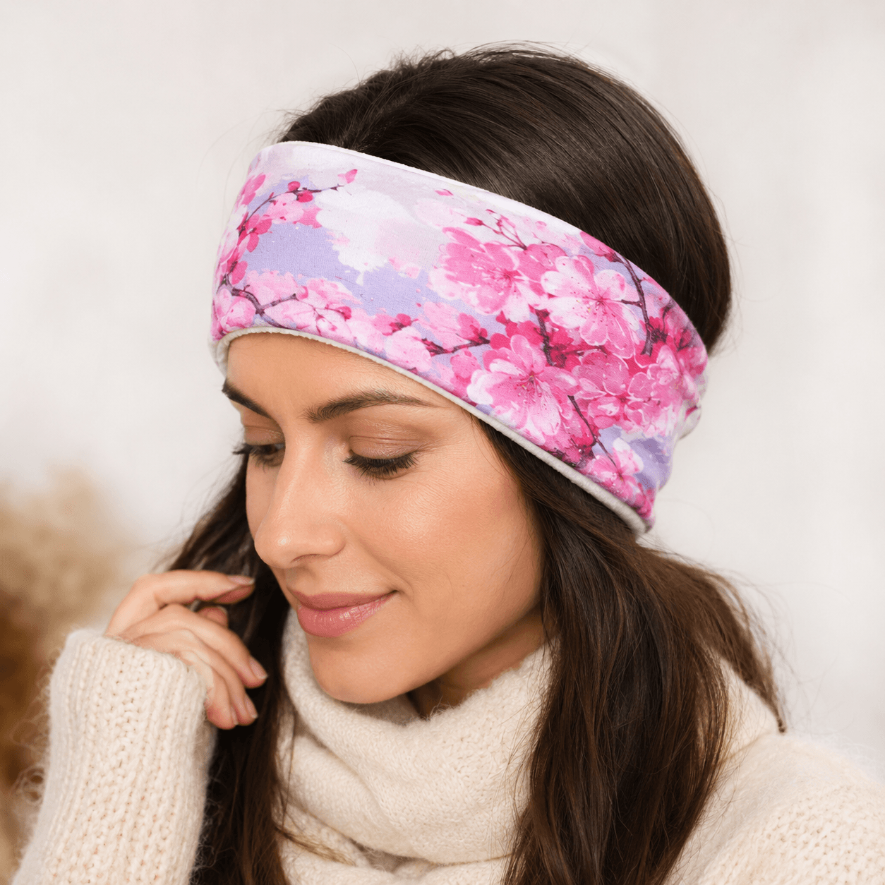 au-bonheur-de-petite-fleur-bandeau-polaire-fleurs-de-cerisier-femme image 1