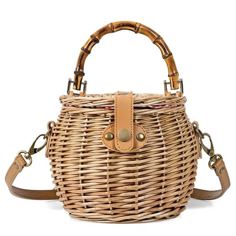 hilloo-sacs-bambou-panier-rond-sac-bambou-naturel-cuir image 1