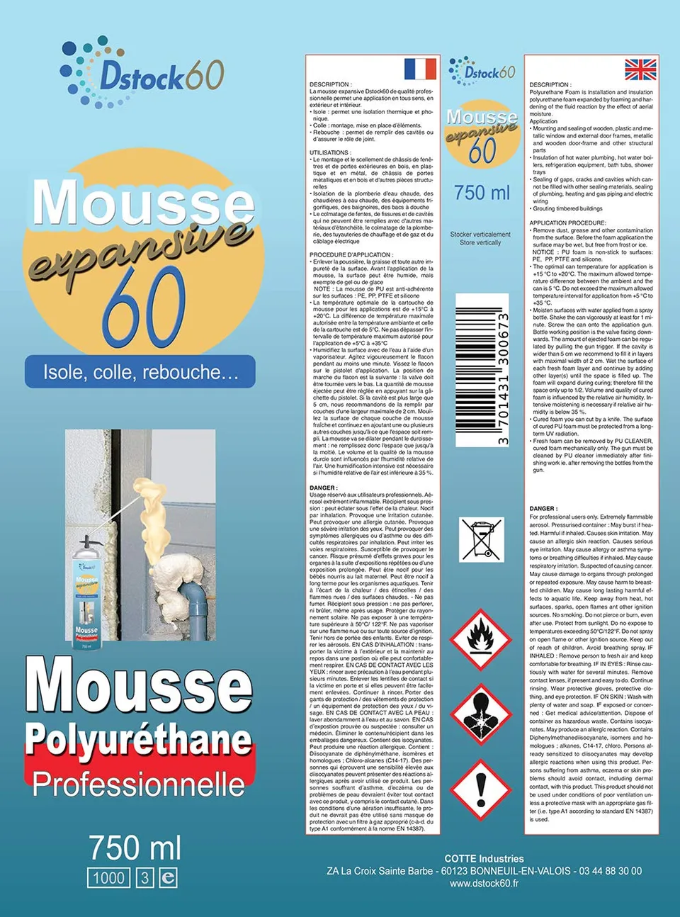 dstock60-mousse-expansive-12x750ml-pistolet-polyur-thane image 1